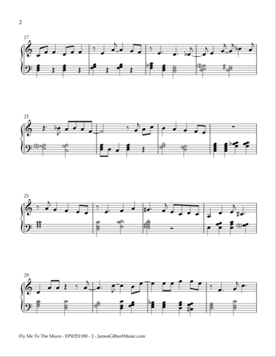 Fly Me To The Moon (in Other Words) Easy Piano scores gallery preview page 2
