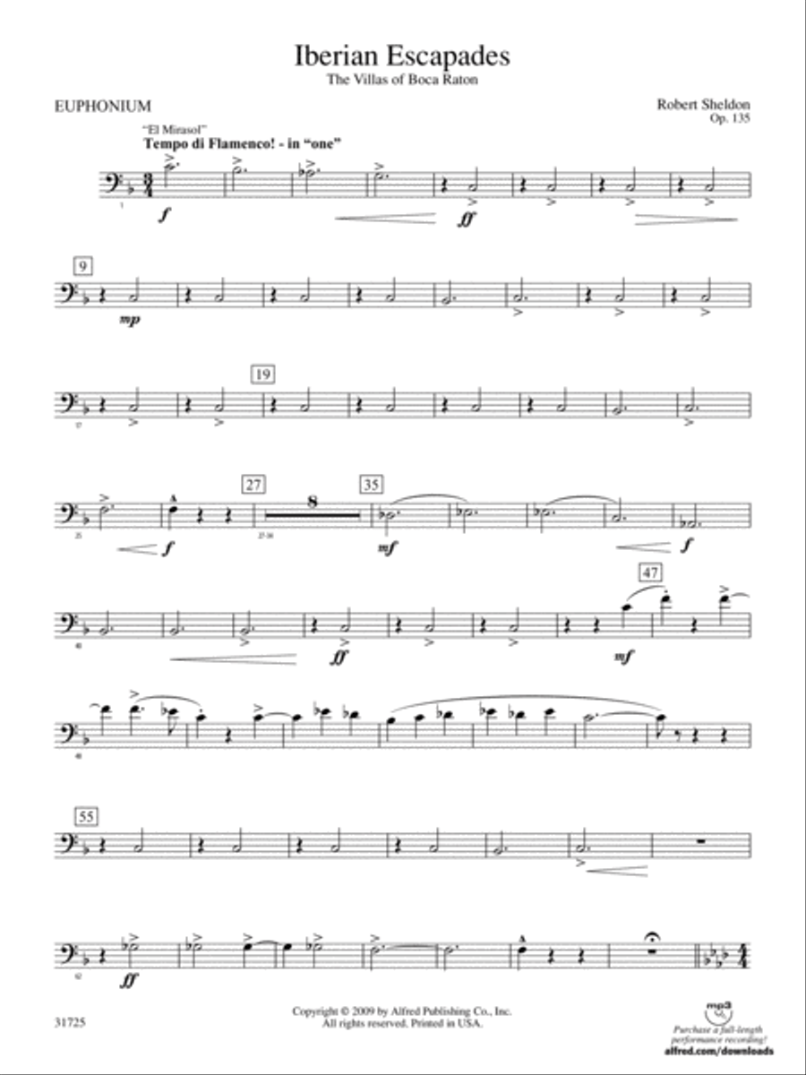 Iberian Escapades: Baritone B.C. Concert Band scores gallery preview page 1