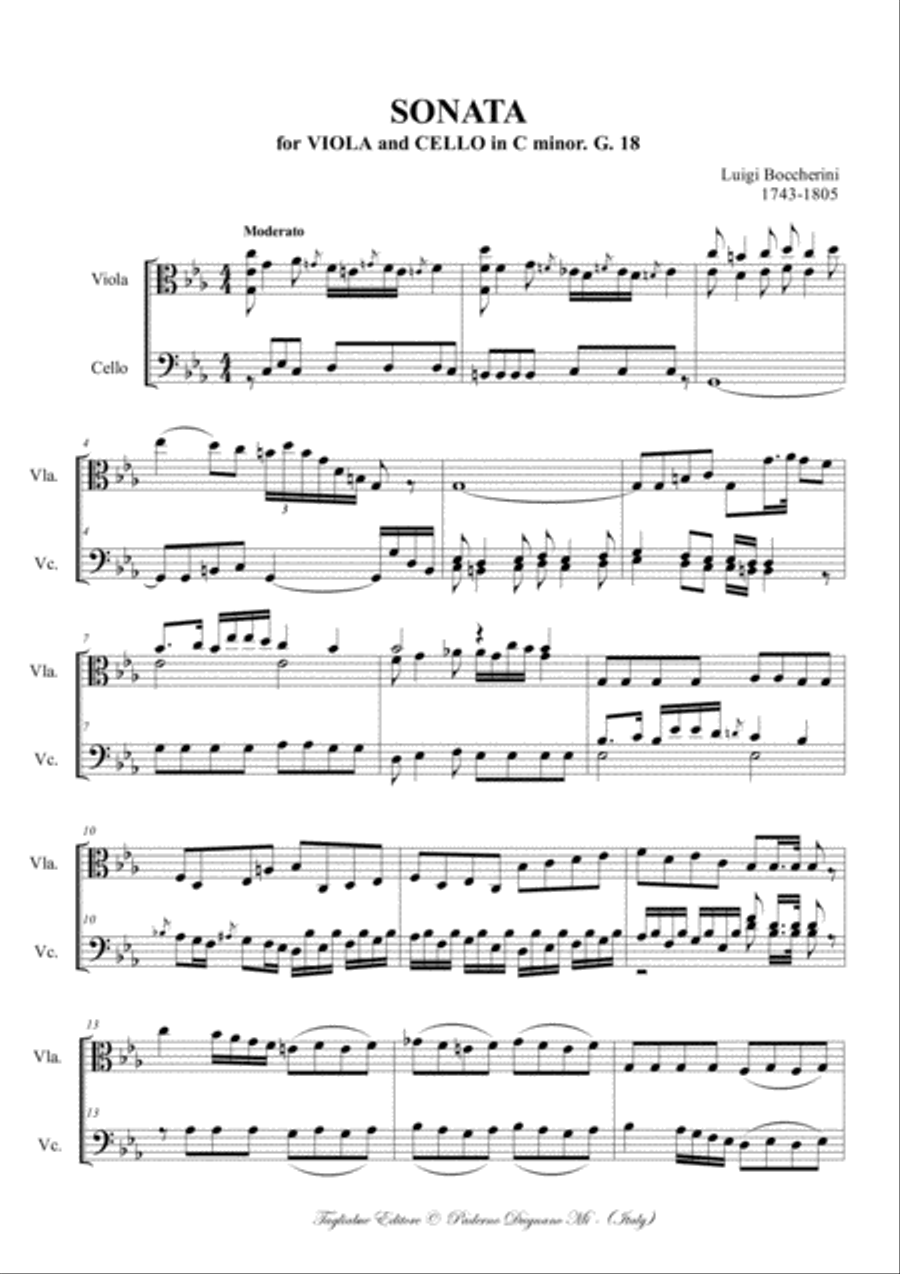 Boccherini - SONATA for Viola and Cello in C minor - G. 18 - Arr. by Renato Tagliabue String Duet scores gallery preview page 2
