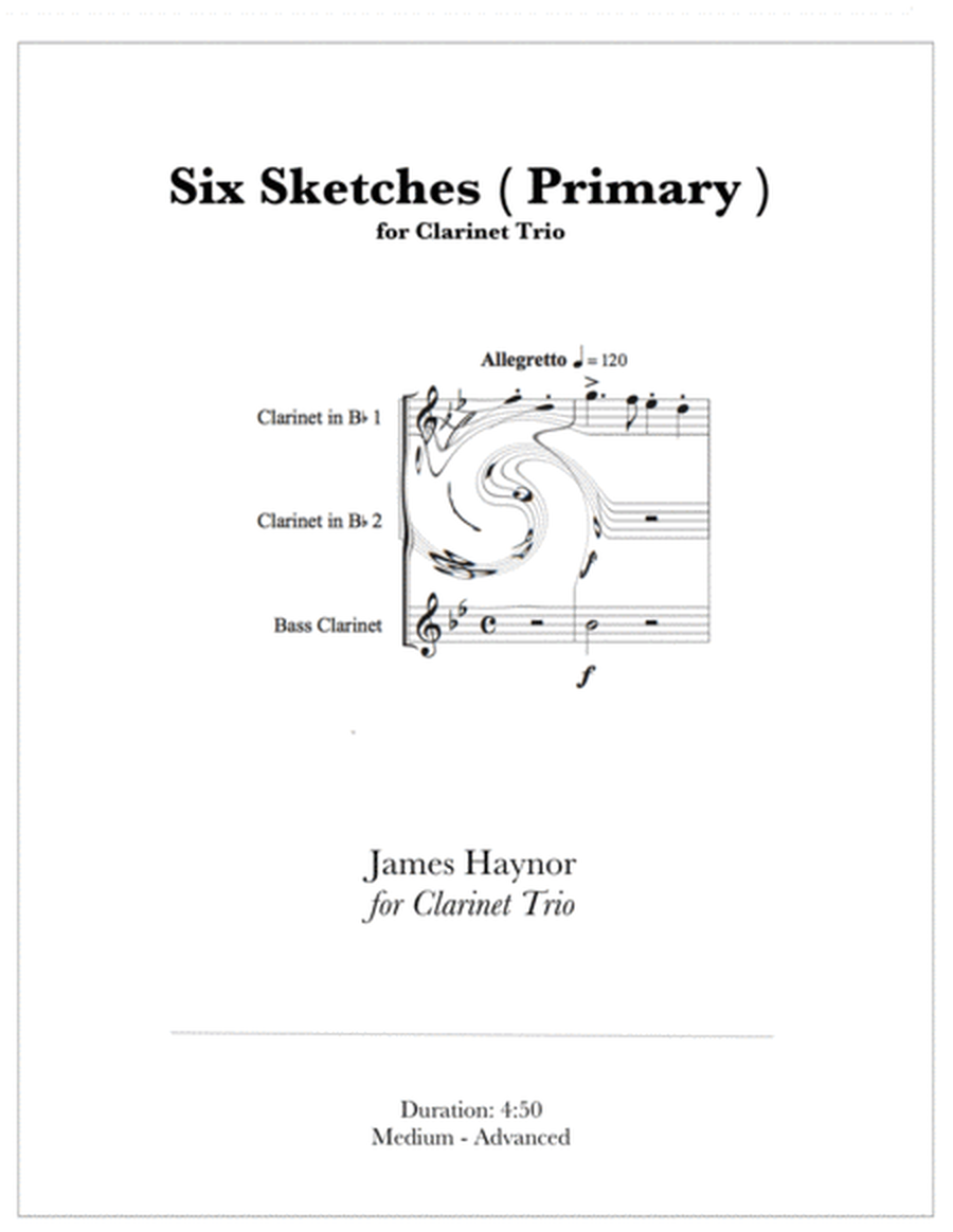 Six Sketches ( Primary ) for Clarinet Trio image number null