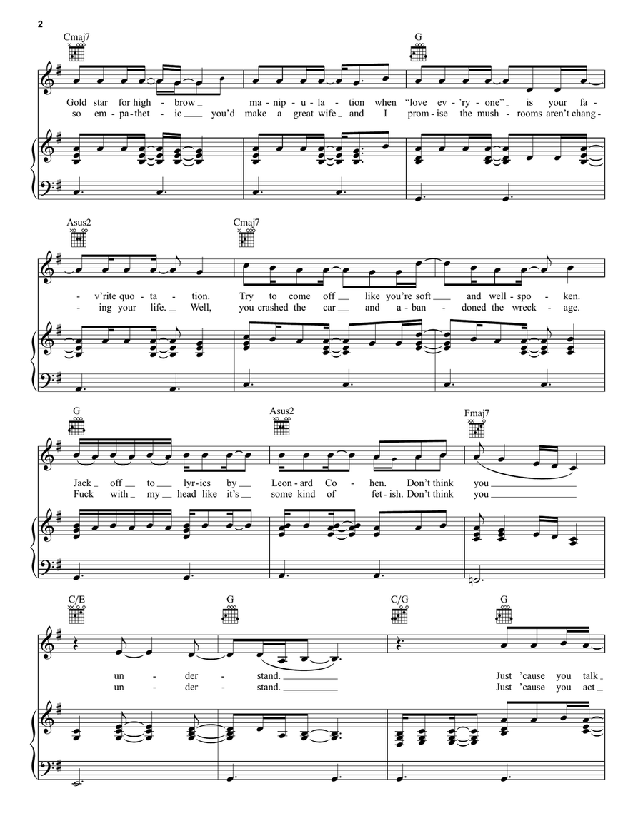 Dumb & Poetic Dumb & Poetic Piano, Vocal, Guitar scores gallery preview page 2