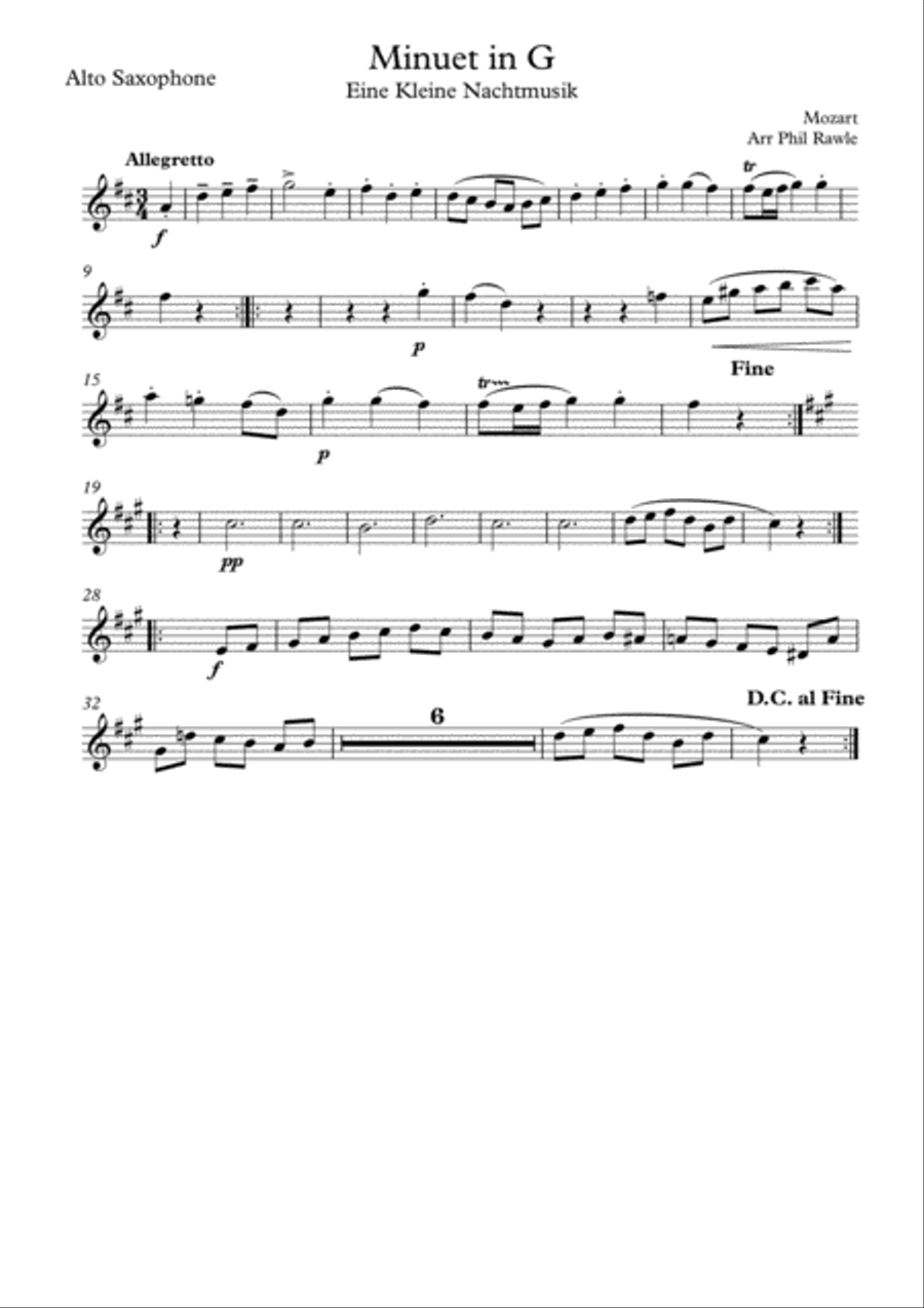 Minuet in G (Eine Kleine Nachtmusik) - Mozart Woodwind Quartet scores gallery preview page 4