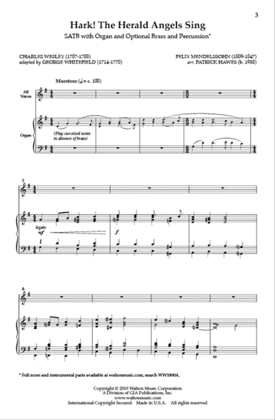 Hark! The Herald Angels Sing (Vocal Score) 4-Part scores gallery preview page 2
