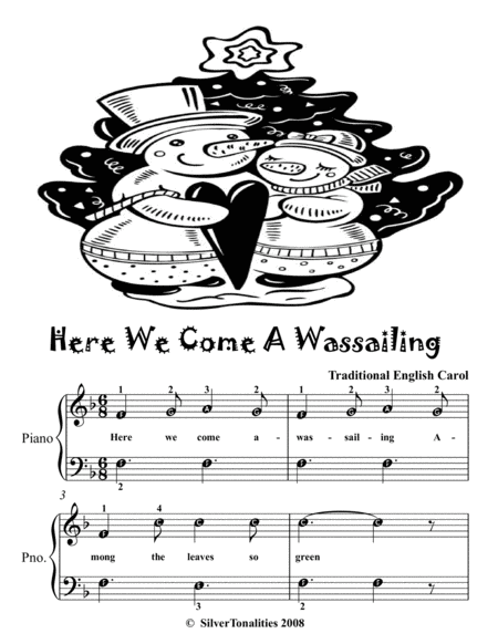 Here We Come a Wassailing Easy Piano Sheet Music 2nd Edition