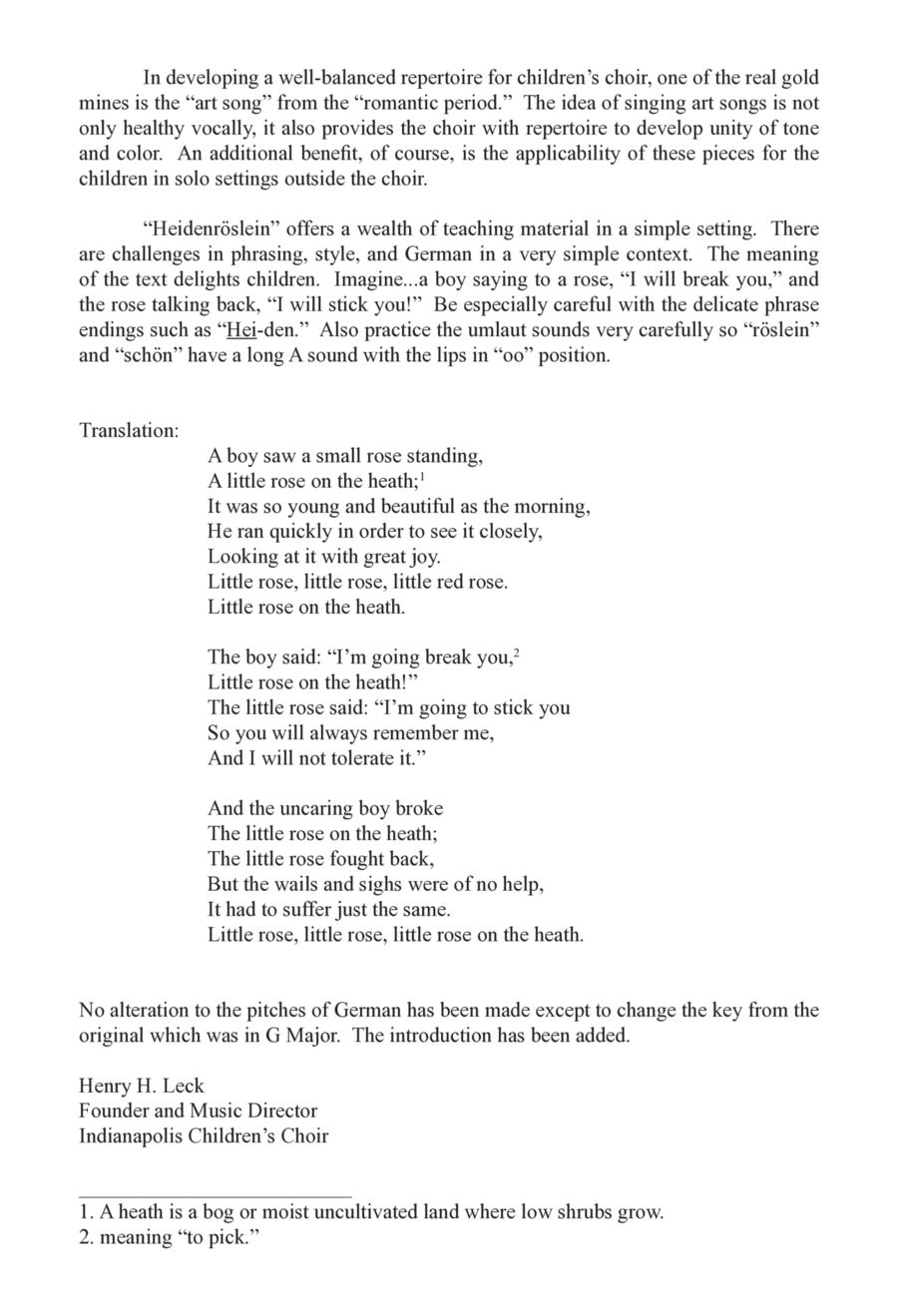 Heidenröslein Unison Choir scores gallery preview page 1