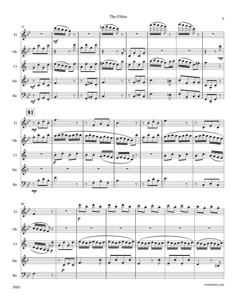 The Fifers for woodwind quintet (2’15) Woodwind Quintet scores gallery preview page 5