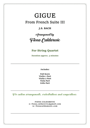 Book cover for J.S. Bach - Gigue from French Suite III - for String Quartet