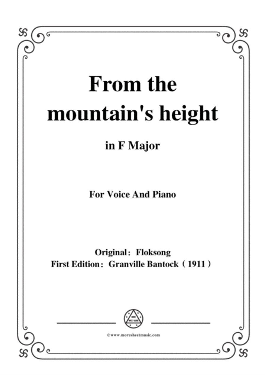Bantock-Folksong,From the mountain's height(Hoch vom Dachstein),in F Major,for Voice and Piano Voice Solo scores gallery preview page 1
