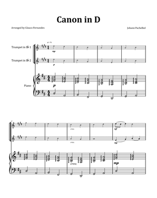 Canon by Pachelbel - Trumpet Duet with Piano