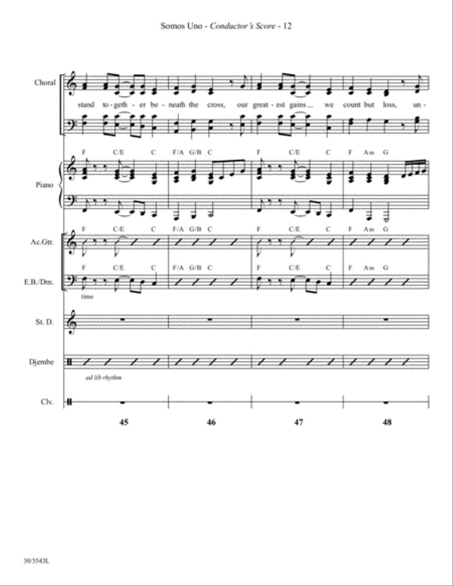 Somos Uno - Instrumental Ensemble Score and Parts Choir scores gallery preview page 14