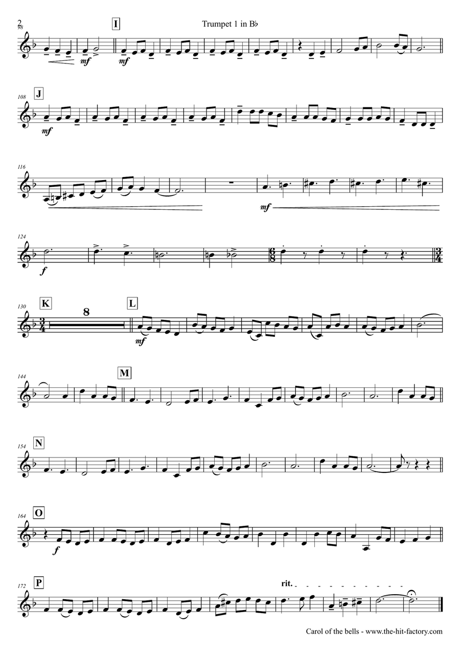 Carol of the Bells - Pentatonix style - Trumpet Trio Trumpet Trio scores gallery preview page 6