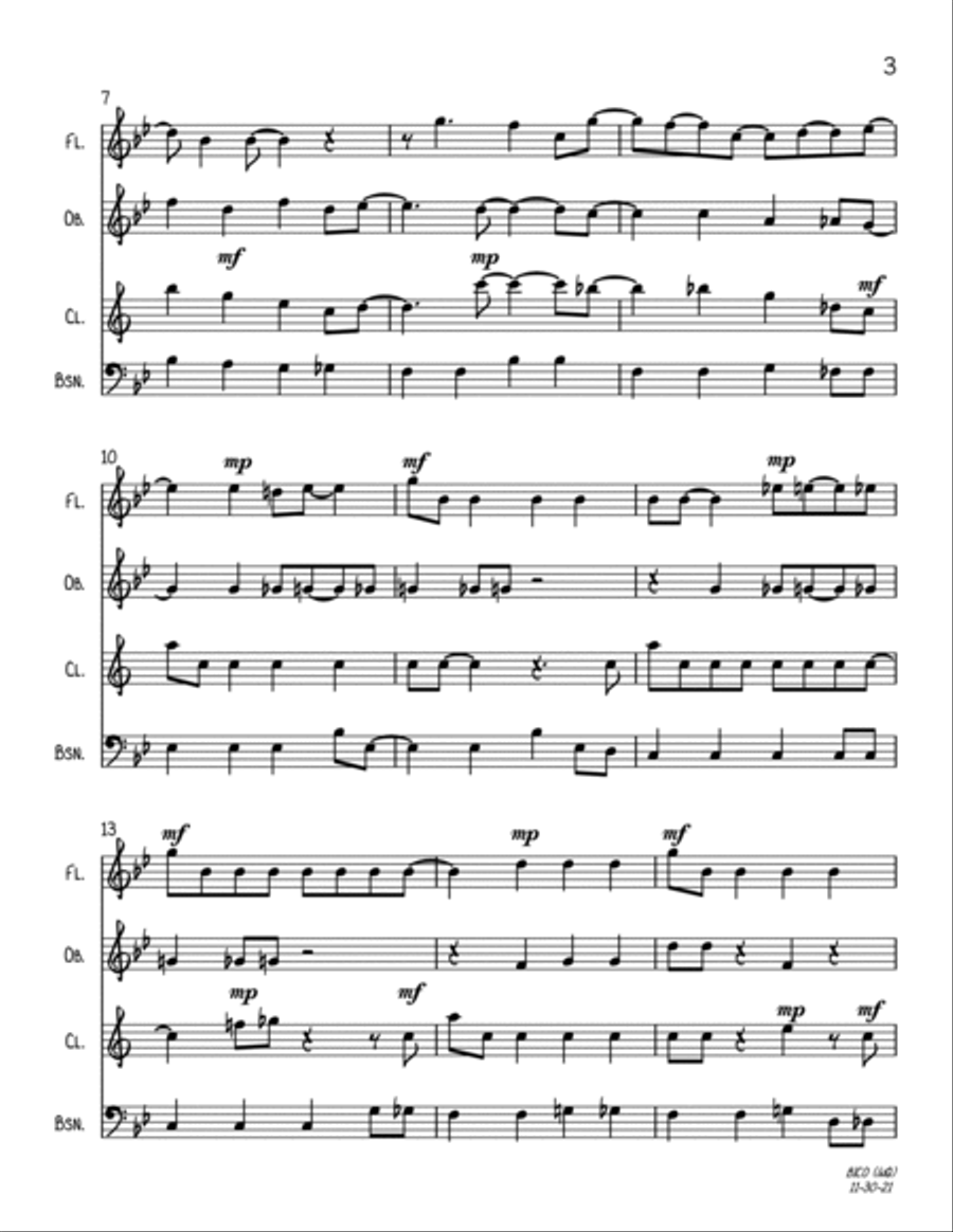 Baby, It's Cold Outside Woodwind Quartet scores gallery preview page 3