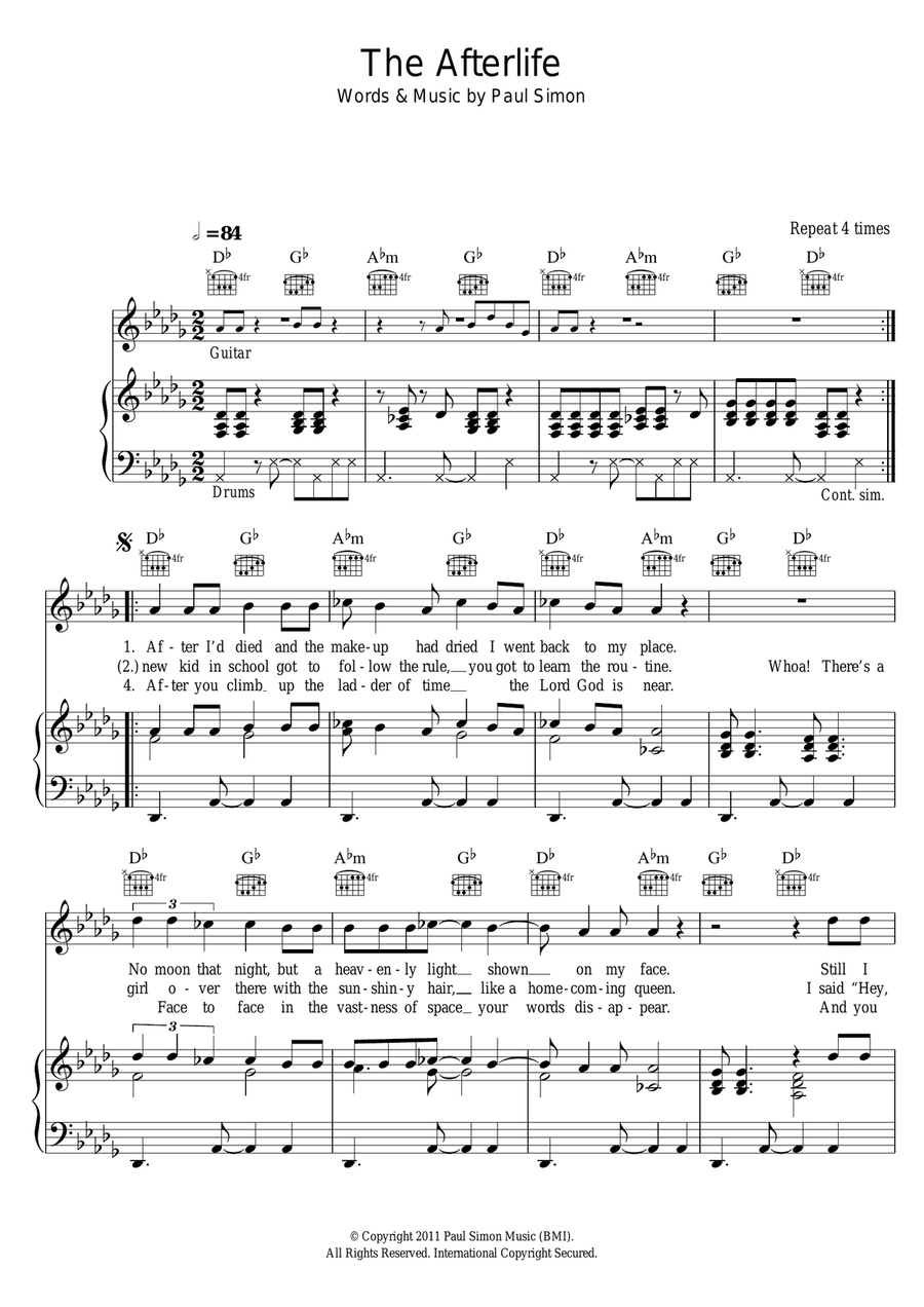 The Afterlife The Afterlife Piano, Vocal scores gallery preview page 1