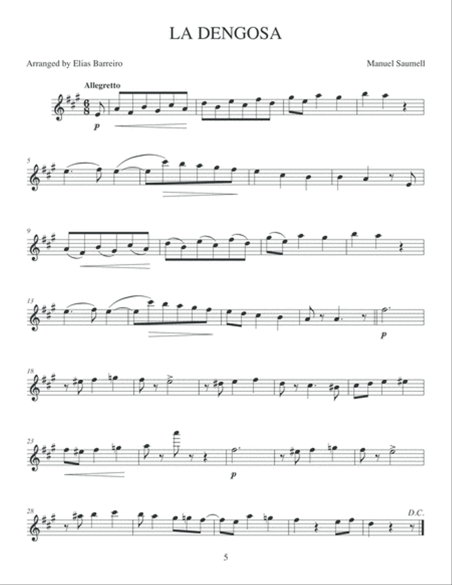Contradanzas Habaneras for Guitar and Flute Flute scores gallery preview page 6