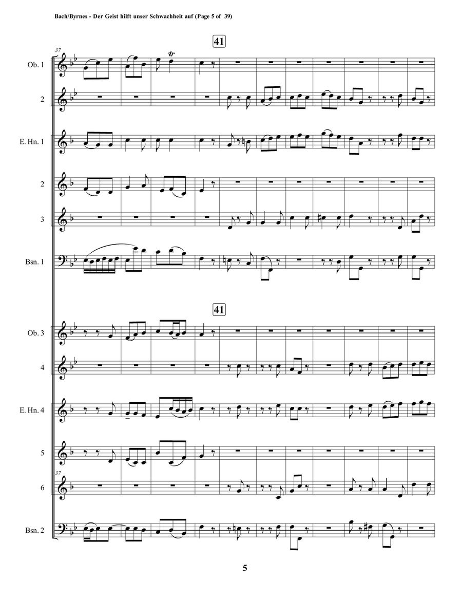Der Geist hilft unser Schwachheit auf by J.S. Bach for Double Double-reed Choir Clarinet Choir scores gallery preview page 5