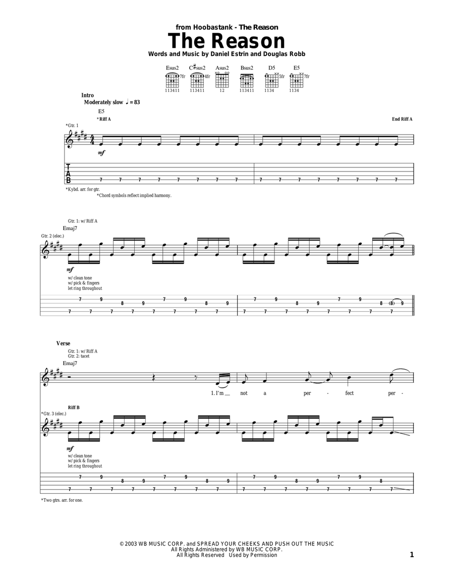 The Reason The Reason Acoustic Guitar scores gallery preview page 1
