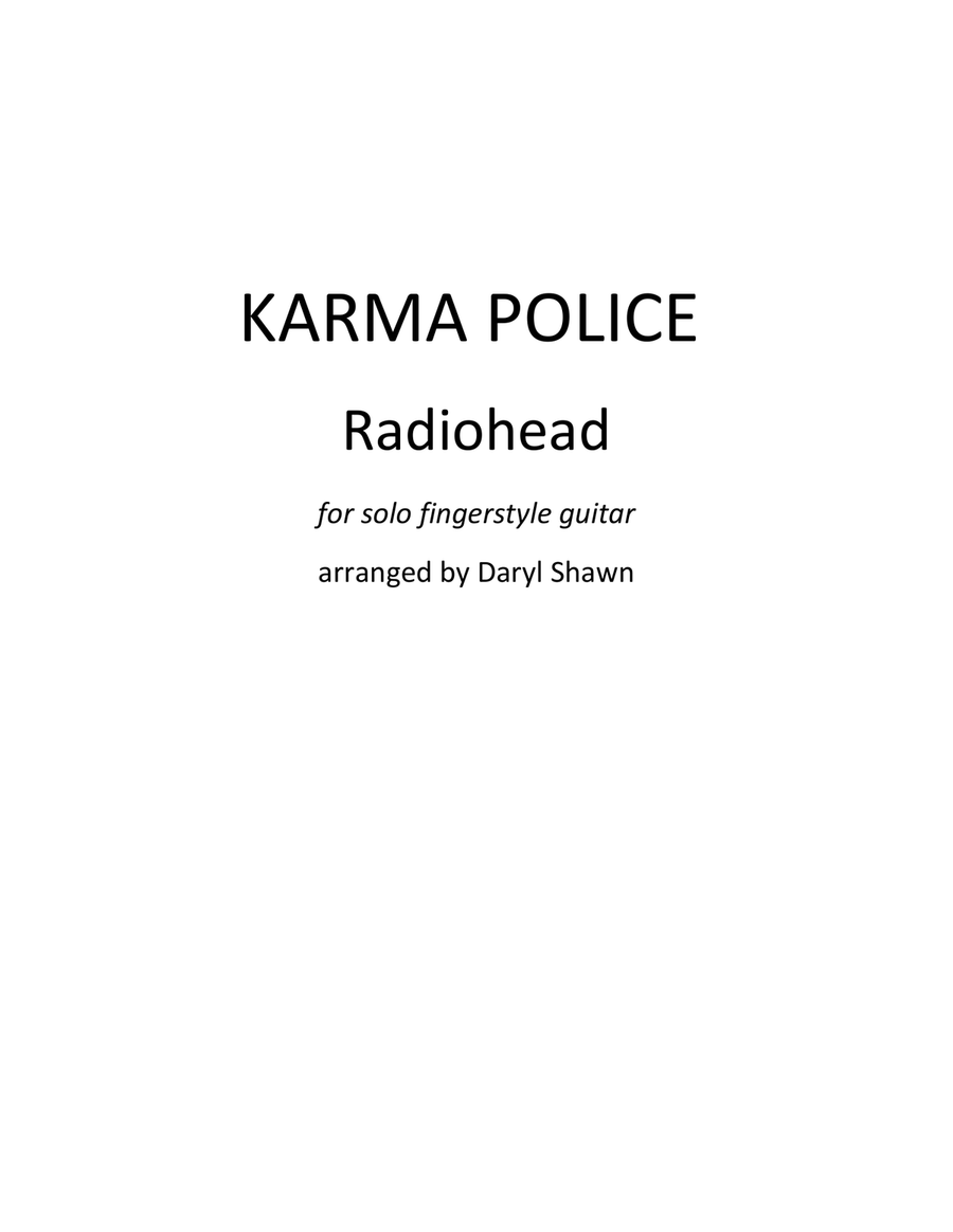 Karma Police Guitar Tablature scores gallery preview page 1