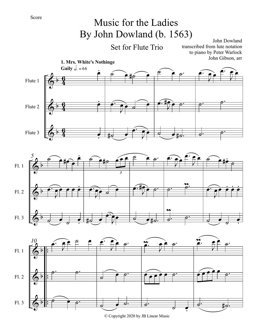 Dowland (1563) Music for the Ladies set for flute trio Flute Trio scores gallery preview page 2