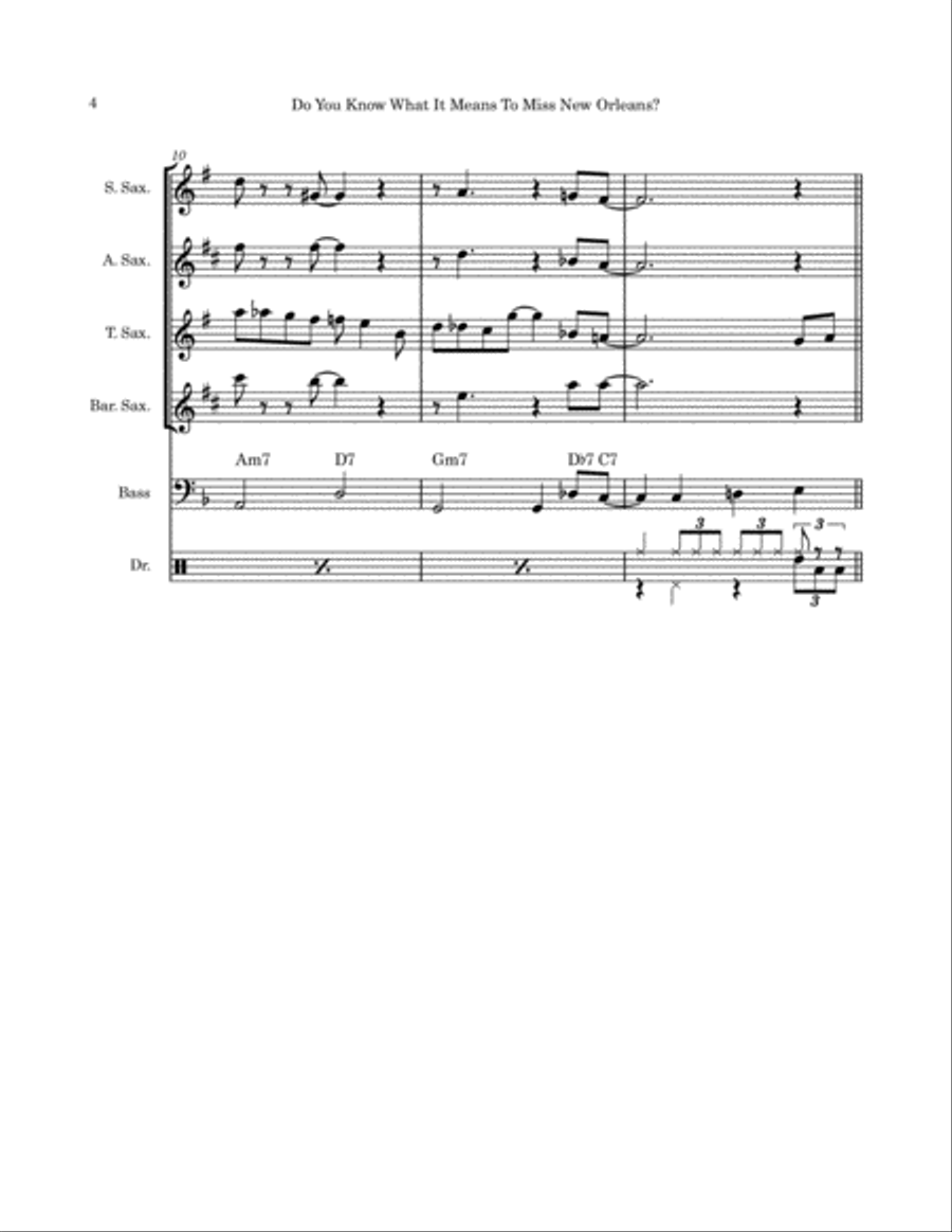 Do You Know What It Means To Miss New Orleans Saxophone Quartet scores gallery preview page 4