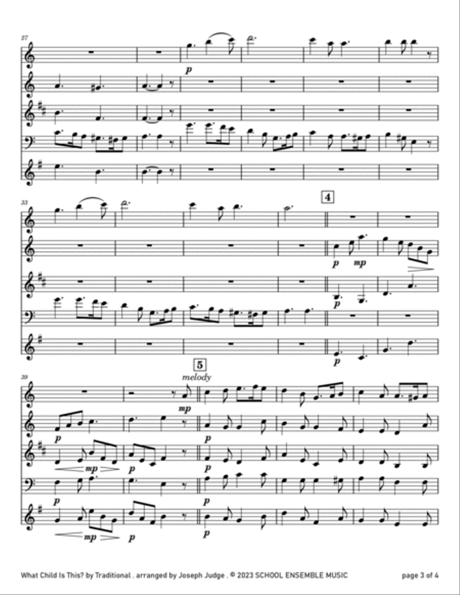 What Child Is This for Woodwind Quartet in Schools Woodwind Quartet scores gallery preview page 3
