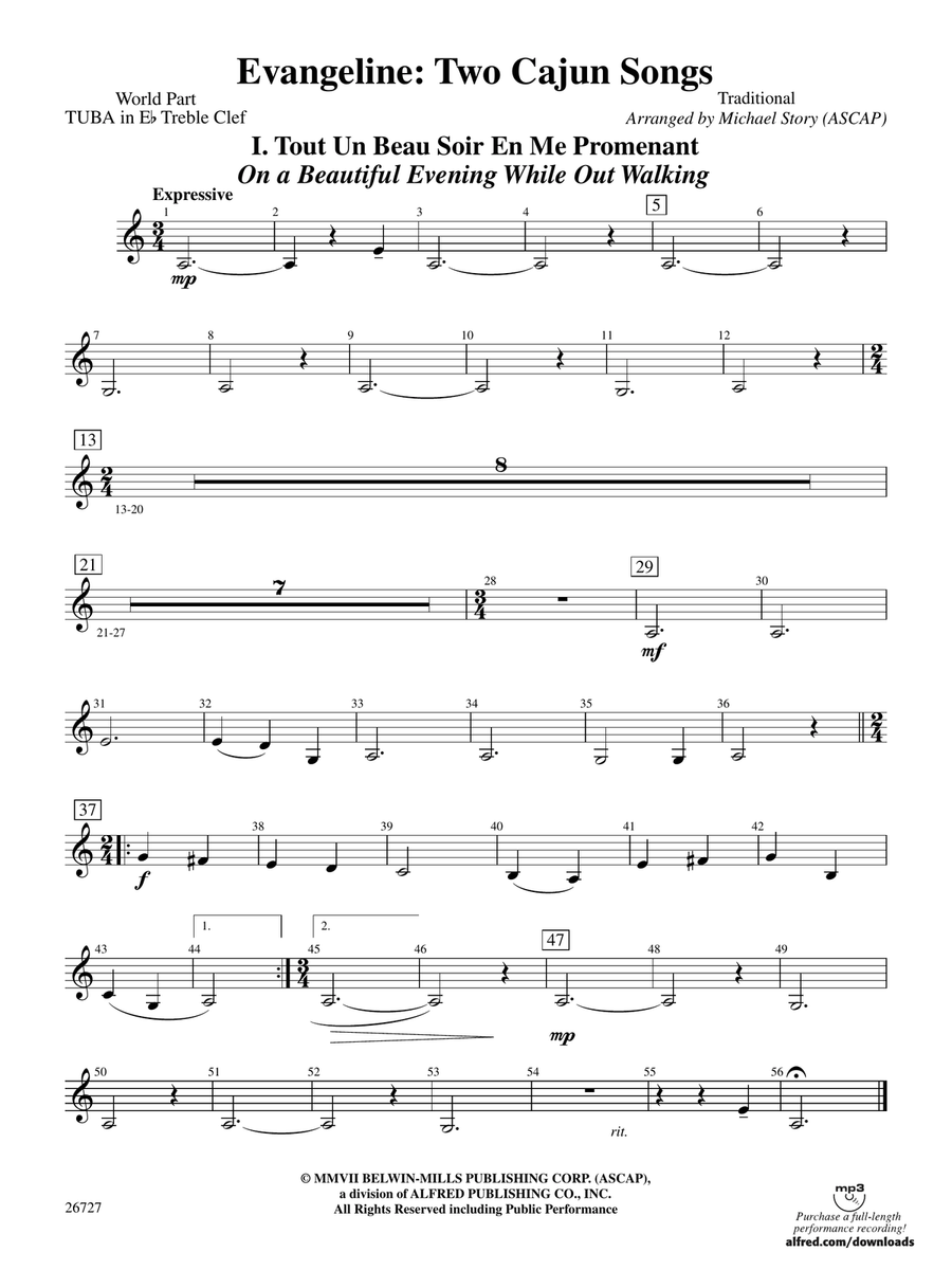 Evangeline: (World Part) E-flat Tuba T.C.