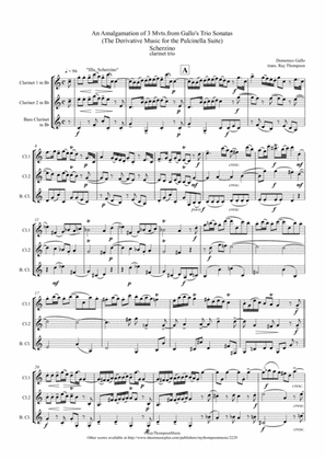 Gallo: 3 movts. from his Trio Sonatas (Reworked as Pulcinella Suite Mvt.3 Scherzino )- clarinet trio