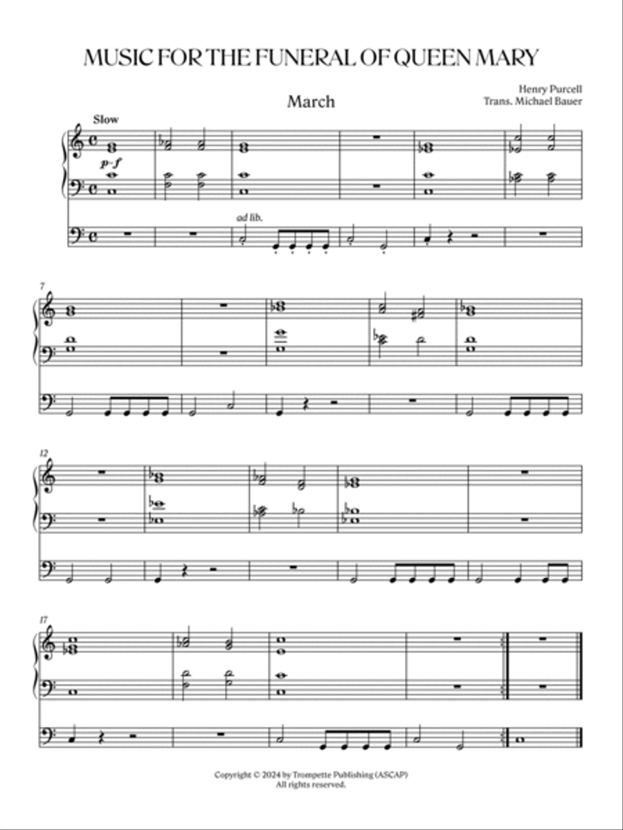 Music for the Funeral of Queen Mary - March and Canzona Organ Solo scores gallery preview page 2