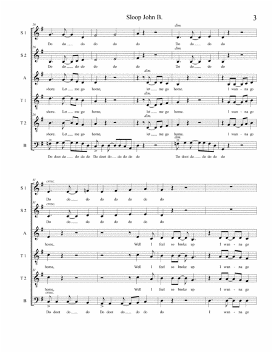 Sloop John B 4-Part scores gallery preview page 3