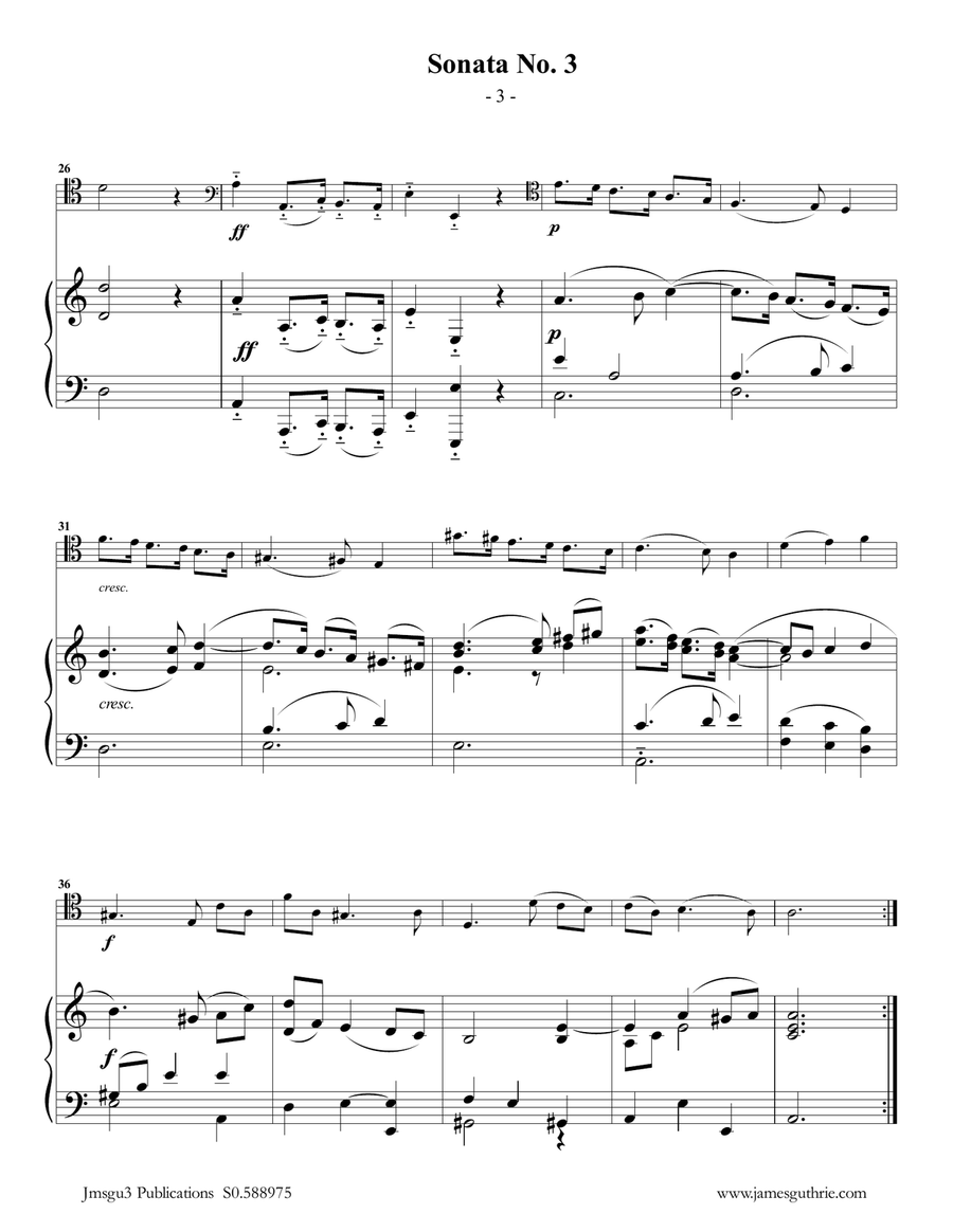 Vivaldi: Sonata No. 3 for Cello & Piano Piano scores gallery preview page 3