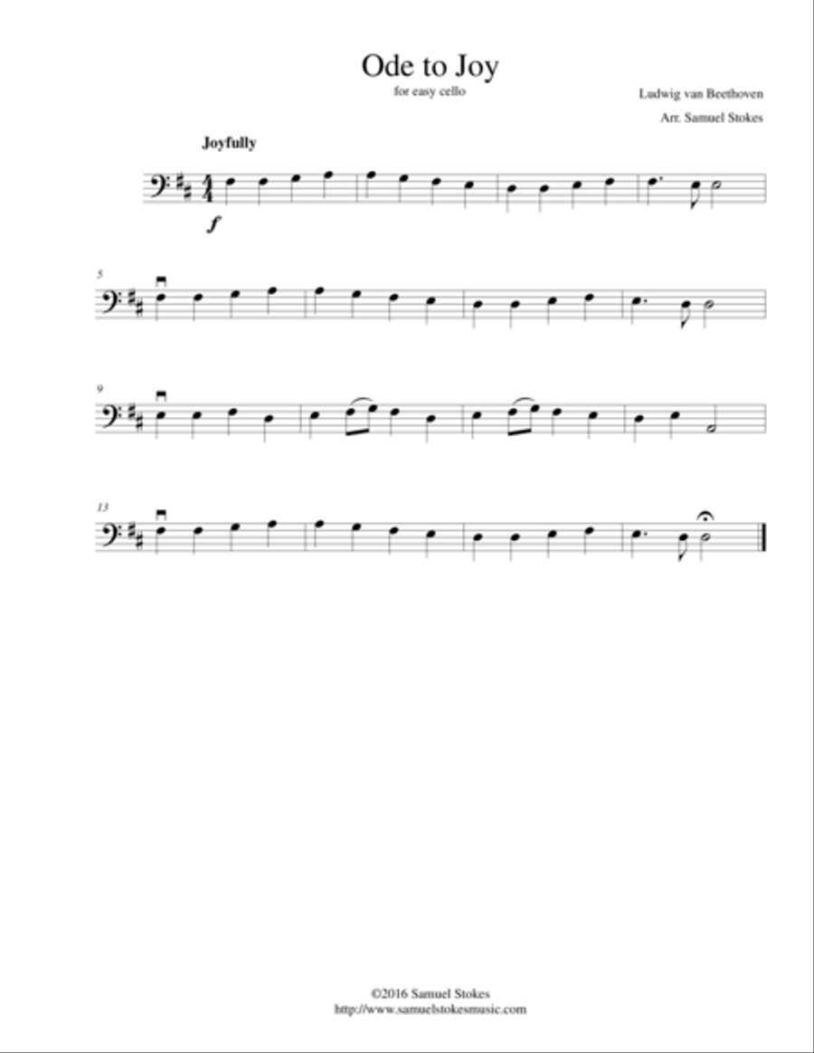 Ode to Joy (Joyful, Joyful, We Adore Thee) - for easy cello Cello Solo scores gallery preview page 1