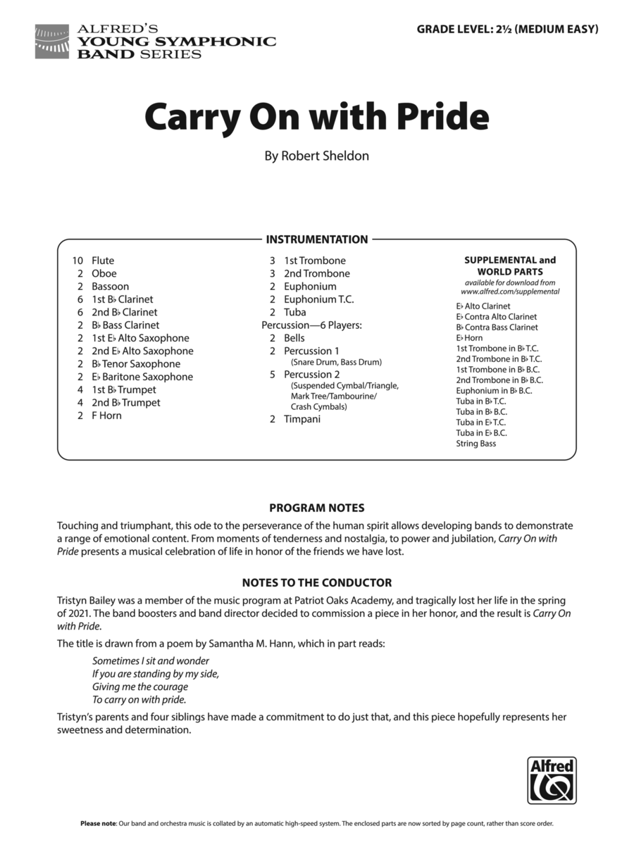 Carry On with Pride: Score Concert Band scores gallery preview page 1