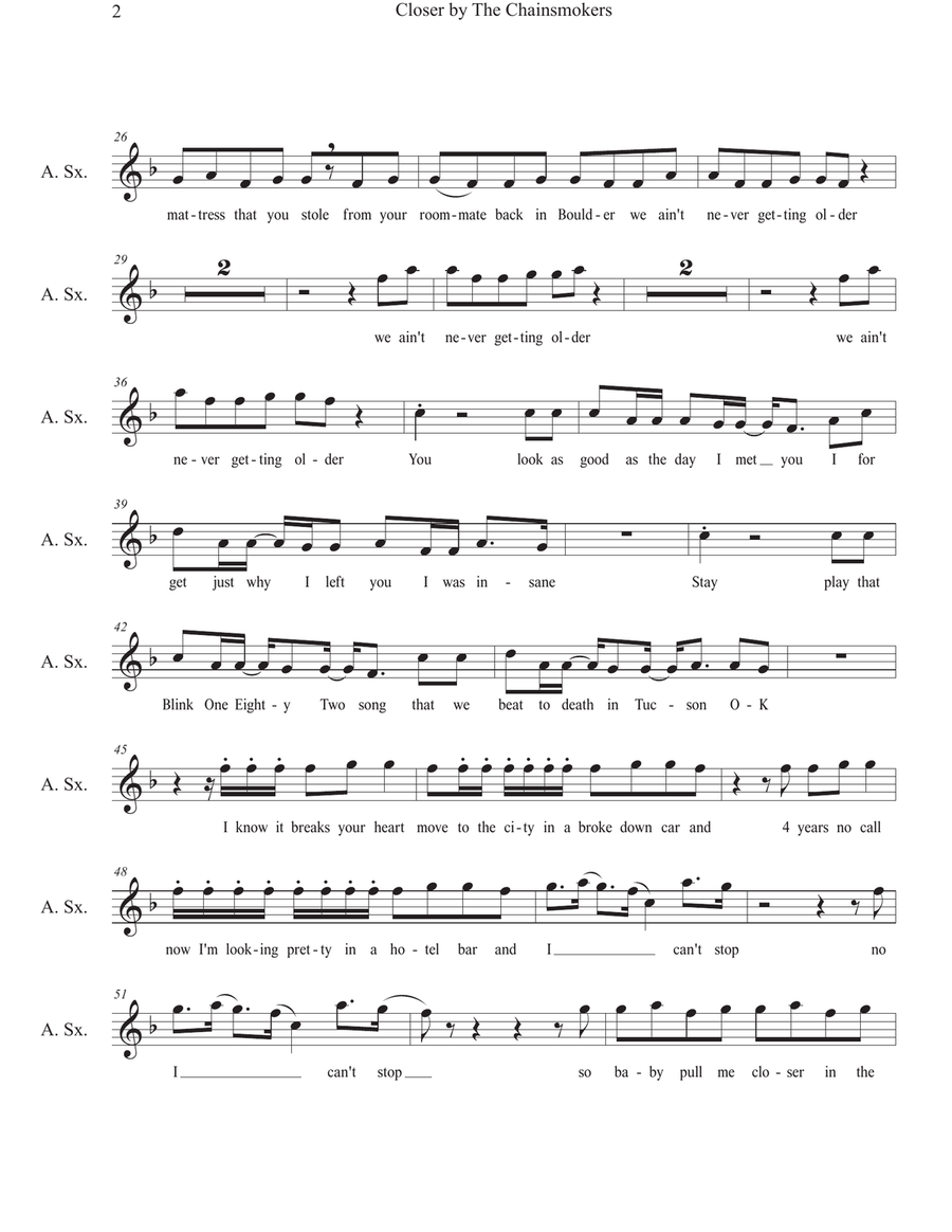 Closer Alto Saxophone scores gallery preview page 2