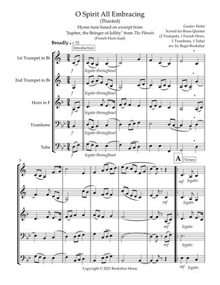 O Spirit All-Embracing (Thaxted) (Bb) (Brass Quintet - 2 Trp, 1 Hrn, 1 Trb, 1 Tuba) (French Horn lea