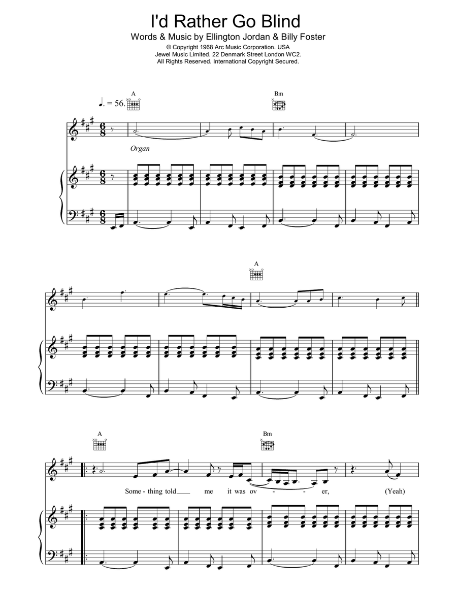 I'd Rather Go Blind Piano, Vocal, Guitar scores gallery preview page 1