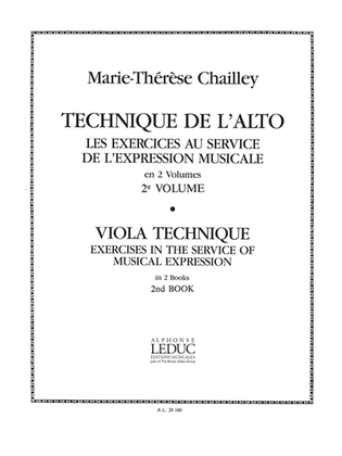 Book cover for Chailley Technique De L'alto Exercices Au Service Vol 2 Viola Book
