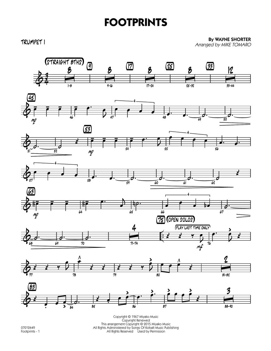 Footprints - Trumpet 1 Trumpet scores gallery preview page 1