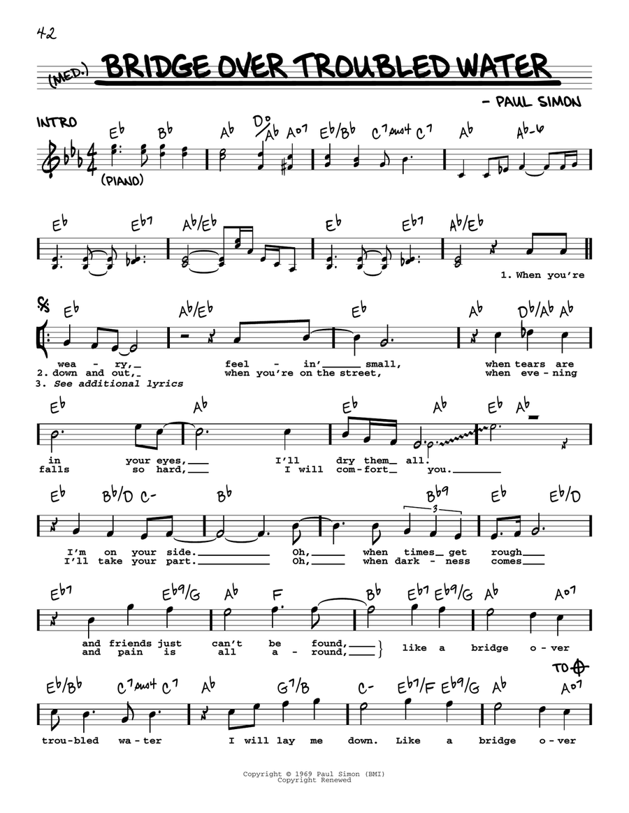 Bridge Over Troubled Water Voice scores gallery preview page 1
