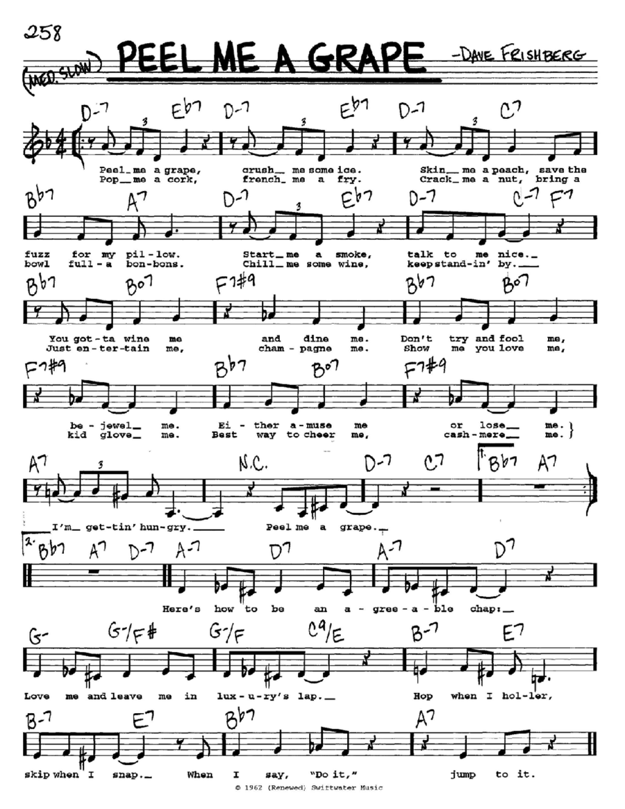 Peel Me A Grape Voice scores gallery preview page 1
