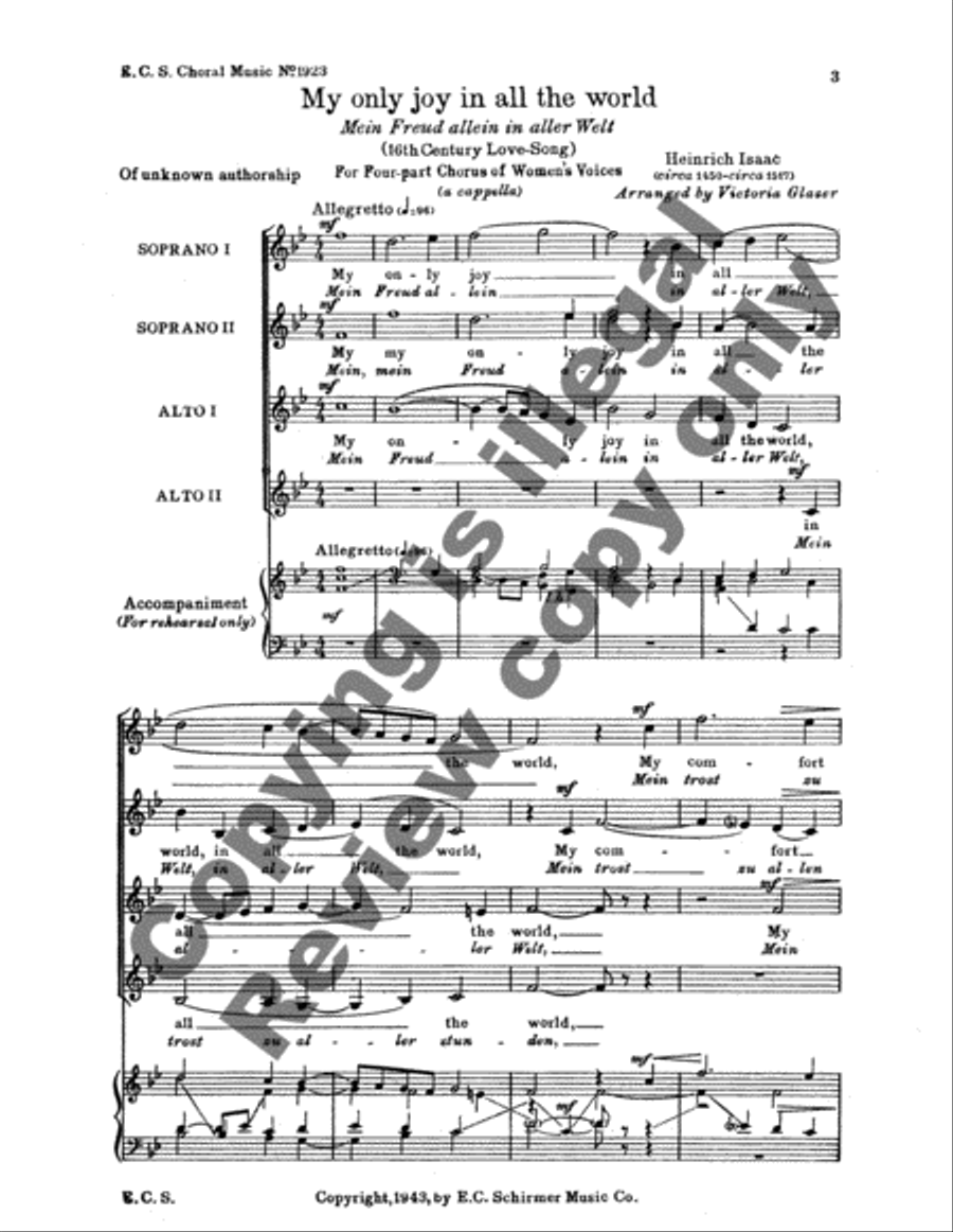 Mein Freud allein (My Only Joy) Mein Freud allein (My Only Joy) SSAA scores gallery preview page 6