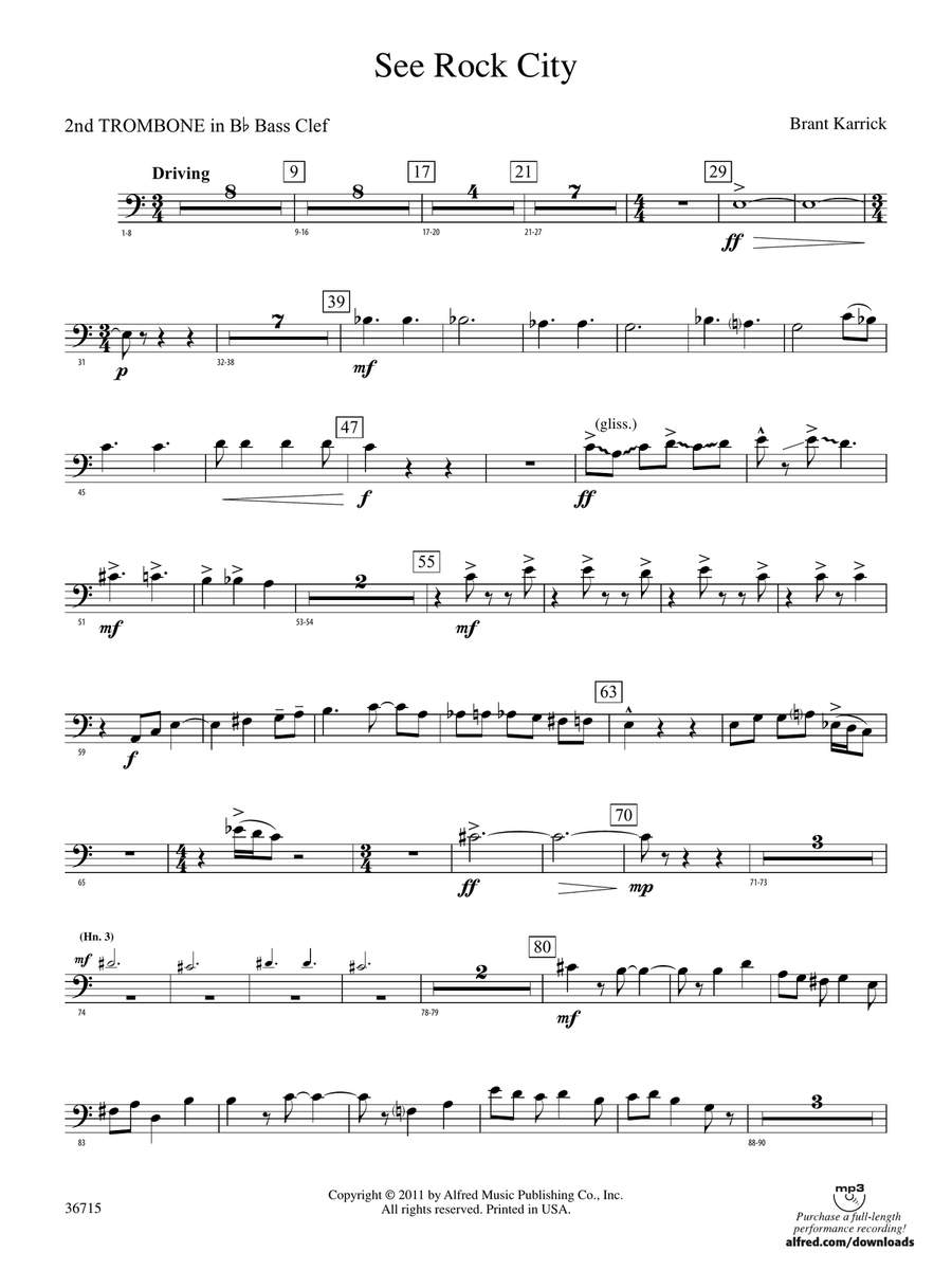 See Rock City: (World Part) 2nd B-flat Trombone B.C.