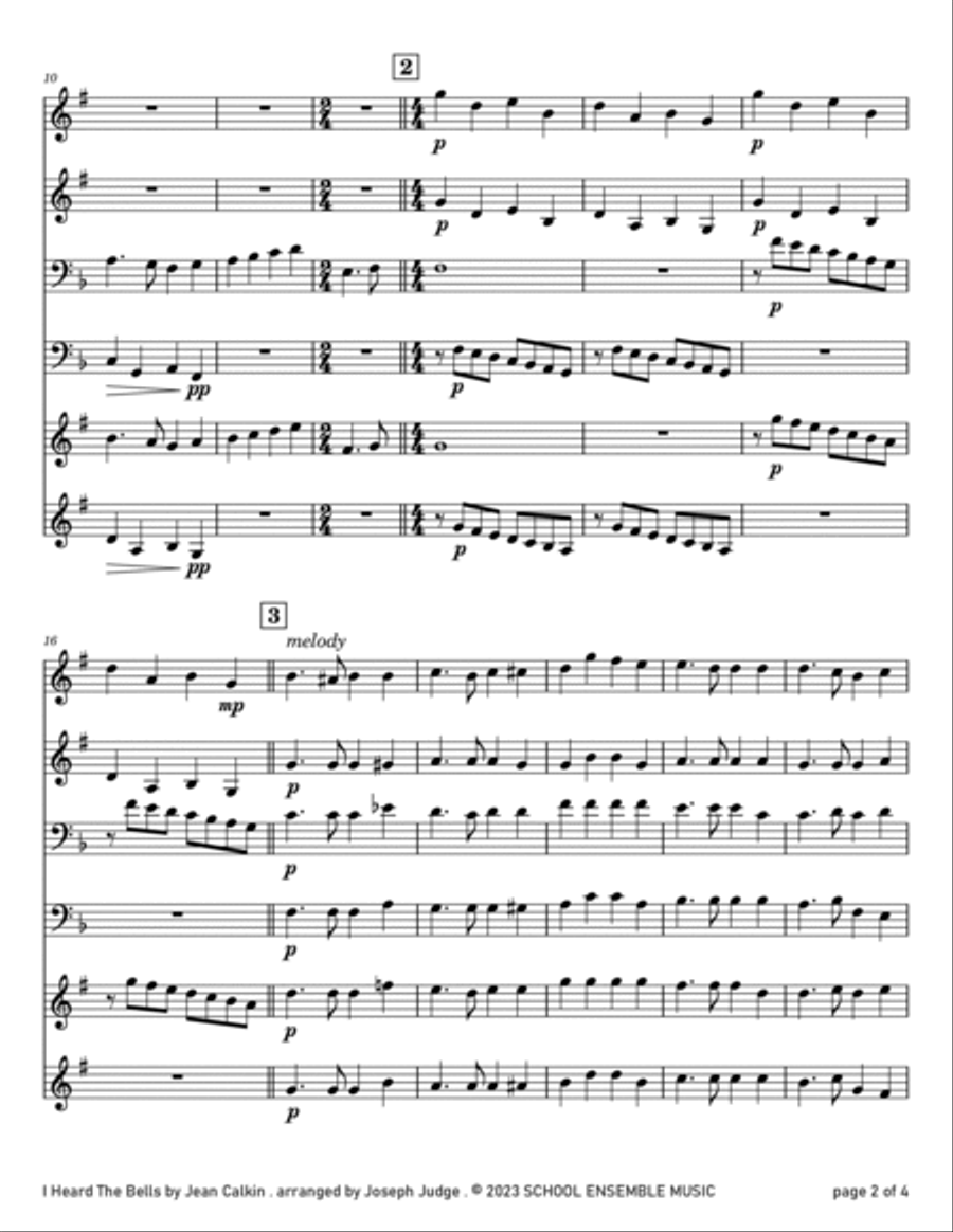 I Heard The Bells for Brass Quartet in Schools Brass Quartet scores gallery preview page 2