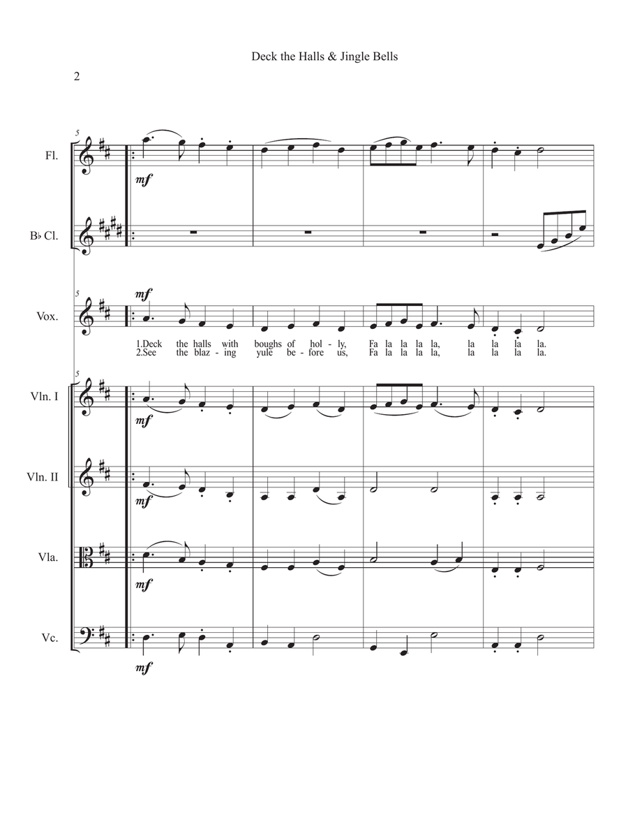 Deck the Halls & Jingle Bells Small Ensemble scores gallery preview page 2
