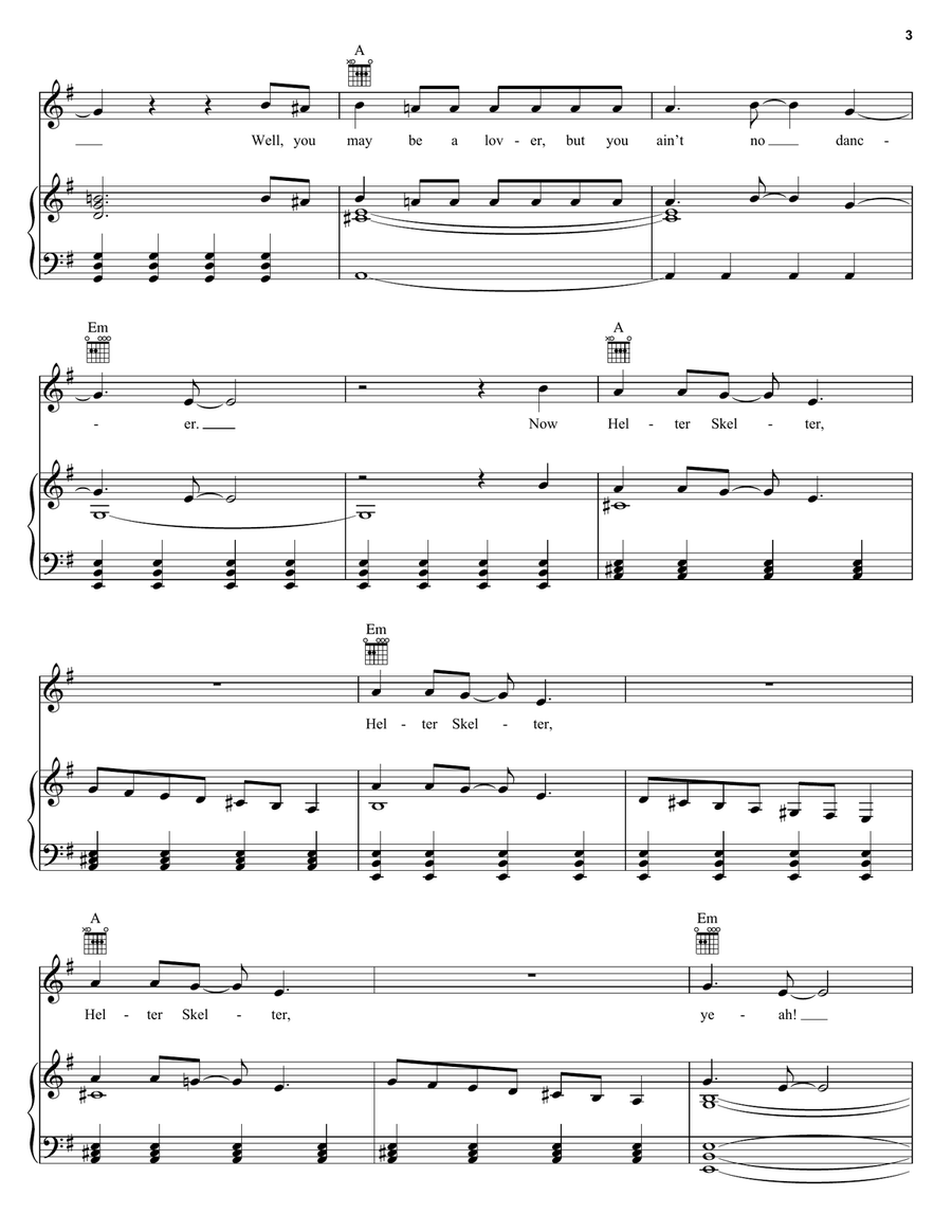 Helter Skelter Helter Skelter Piano, Vocal, Guitar scores gallery preview page 3