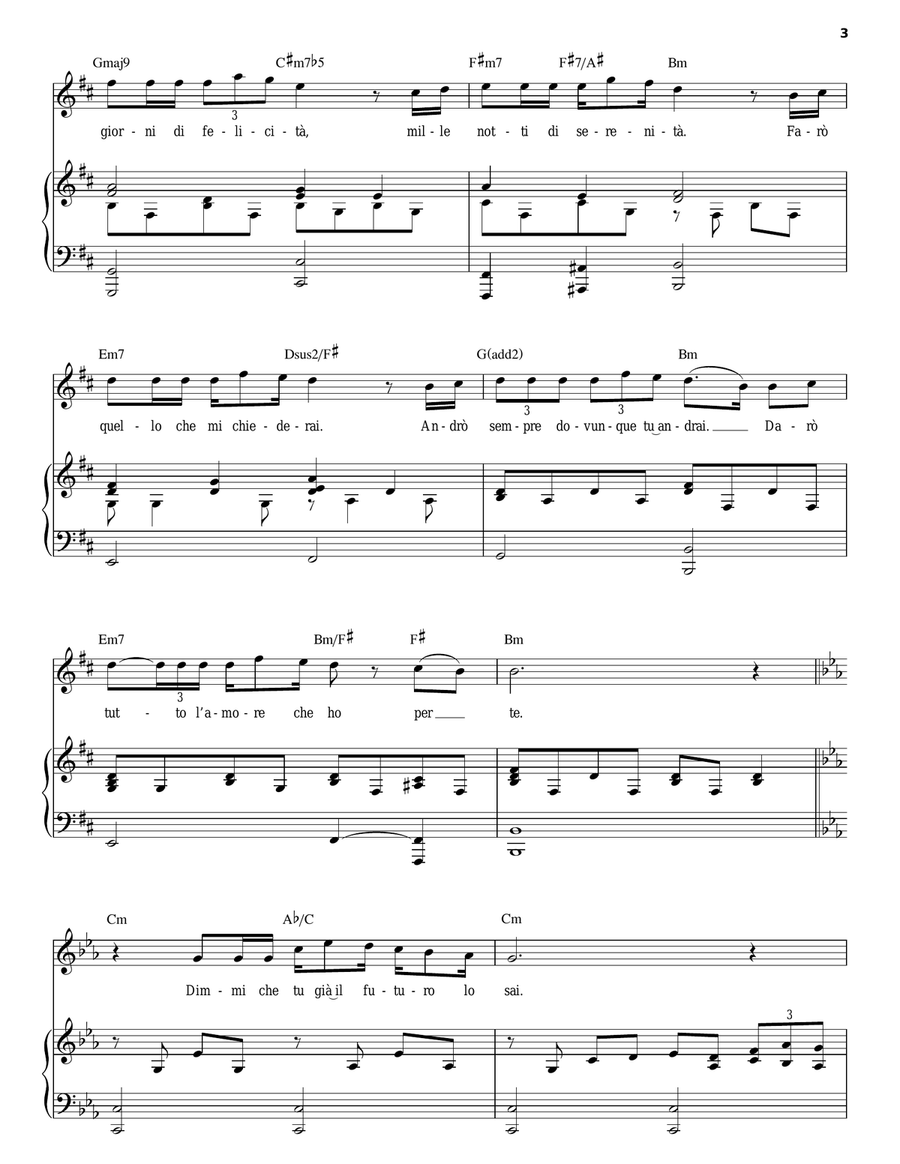 Per Te Per Te Piano, Vocal scores gallery preview page 3