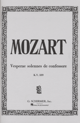 Book cover for Vesperae Solennes de Confessore, KV339