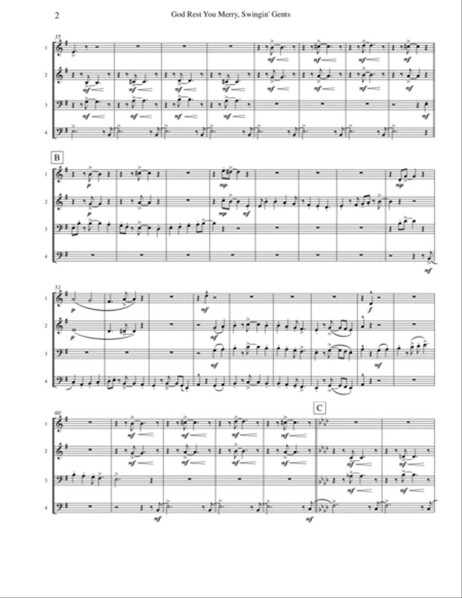 God Rest You Merry, Gentlemen (Mixed Quartet) Viola scores gallery preview page 3