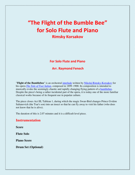 The Flight of the Bumble Bee - Rimsky Korsakov - for Flute and Piano image number null
