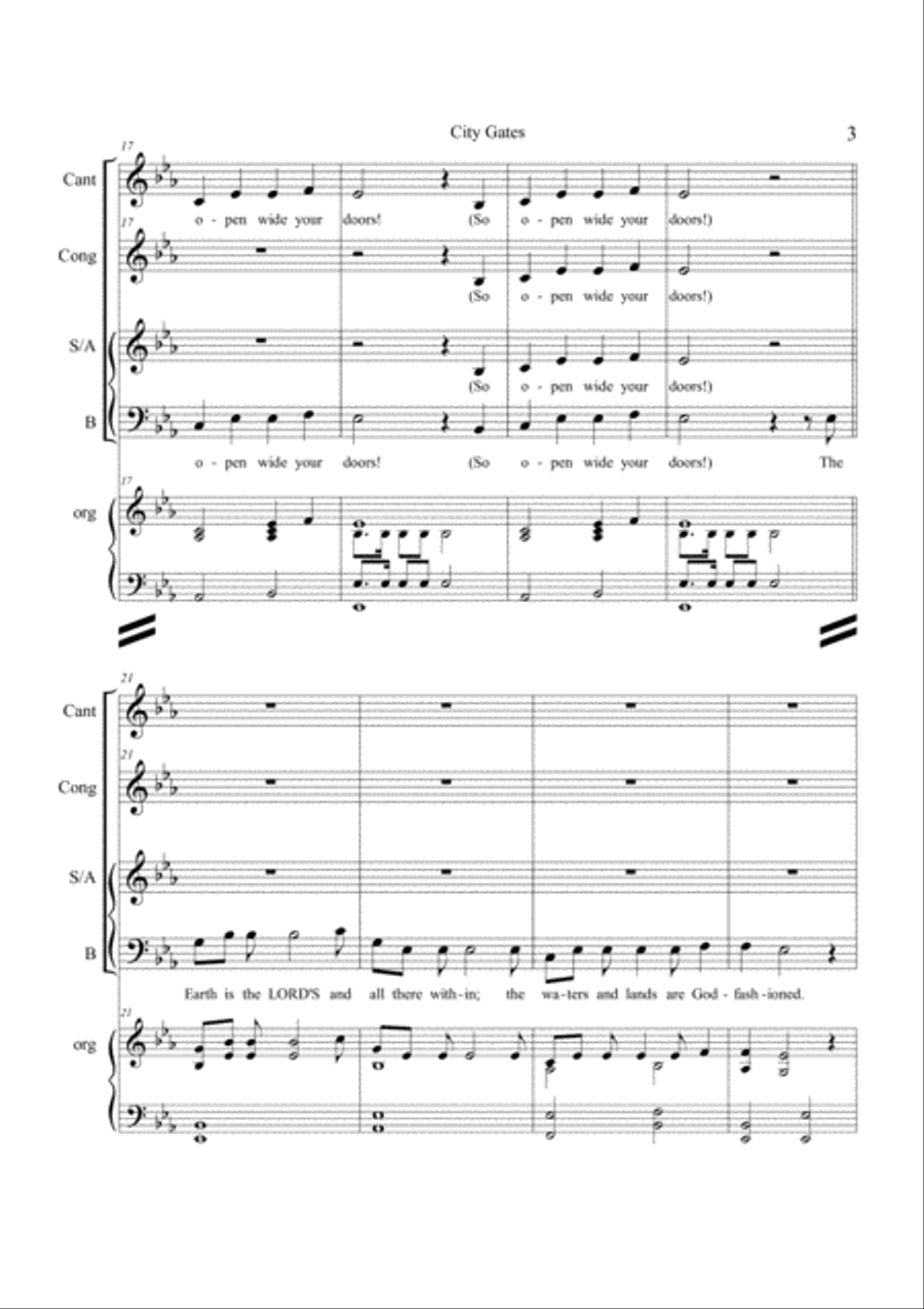 City Gates (Eb)-02* CHORAL CONDUCTOR'S PACKAGE 3-Part scores gallery preview page 3