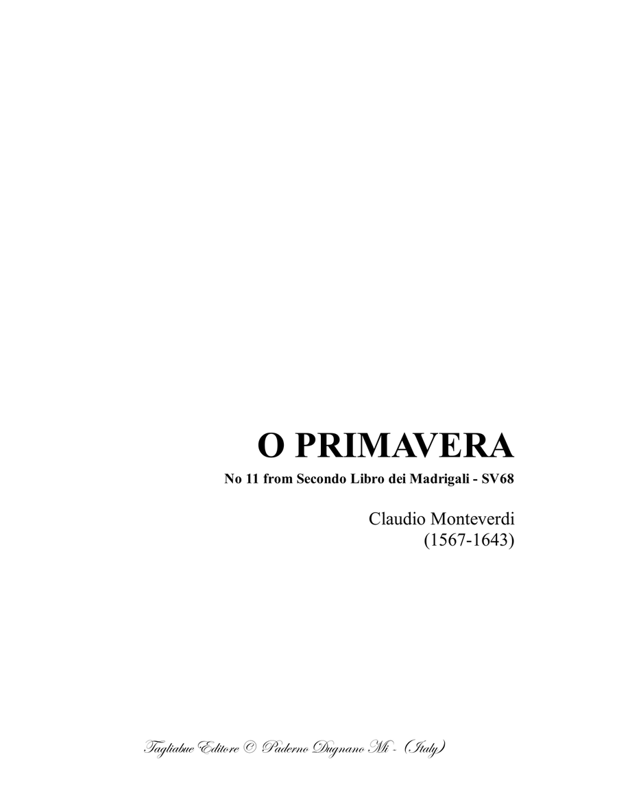 O PRIMAVERA - Claudio Monteverdi - For SSATB Choir Divisi scores gallery preview page 1