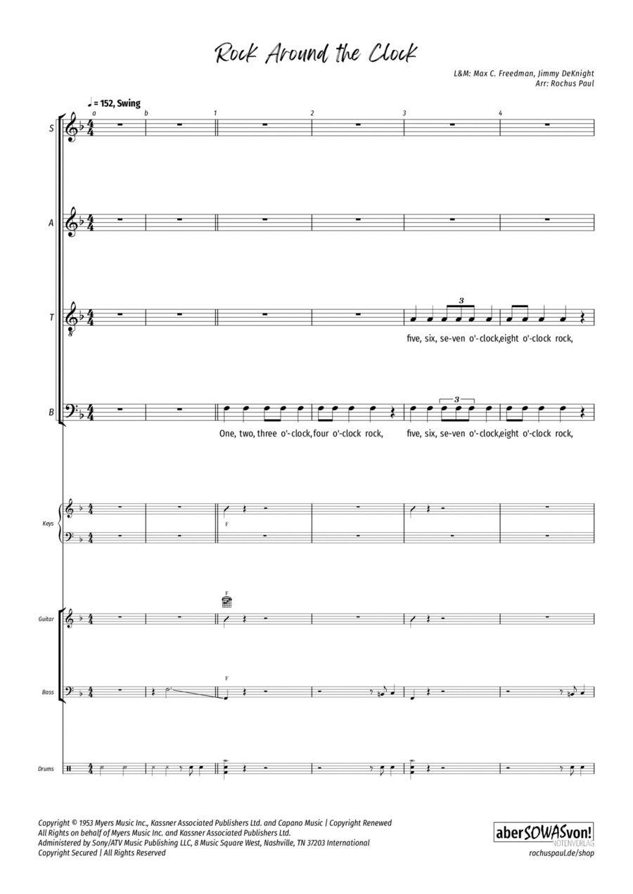 Rock Around The Clock 4-Part scores gallery preview page 1